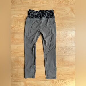 Lululemon All the Right Places Crop Pant Slate Grey with Leopard Waist size 6